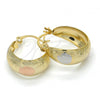 Oro Laminado Small Hoop, Gold Filled Style Matte Finish, Tricolor, 02.106.0006.1.20