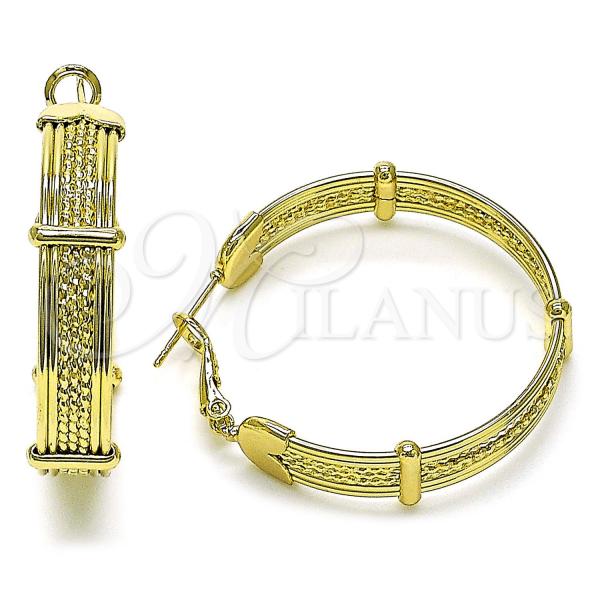 Oro Laminado Medium Hoop, Gold Filled Style Diamond Cutting Finish, Golden Finish, 02.213.0679.35