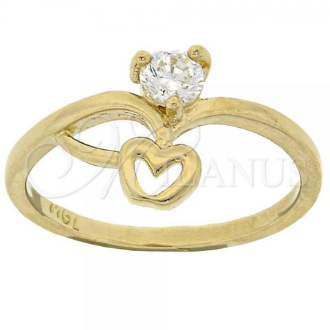 Oro Laminado Multi Stone Ring, Gold Filled Style Apple Design, with White Cubic Zirconia, Polished, Golden Finish, 5.166.033.07 (Size 7)