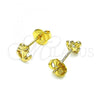 Oro Laminado Stud Earring, Gold Filled Style Anchor Design, Polished, Golden Finish, 02.213.0403