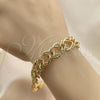 Oro Laminado Fancy Bracelet, Gold Filled Style Chunky Design, Diamond Cutting Finish, Golden Finish, 03.331.0141.09