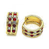 Oro Laminado Huggie Hoop, Gold Filled Style with Garnet and White Crystal, Polished, Golden Finish, 02.94.0101.1.15