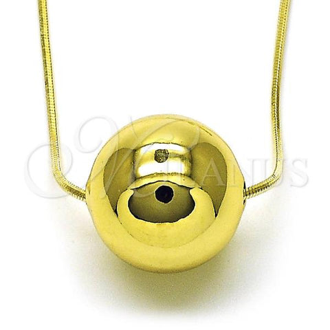 Oro Laminado Pendant Necklace, Gold Filled Style Chunky and Hollow Design, Polished, Golden Finish, 04.341.0113.18