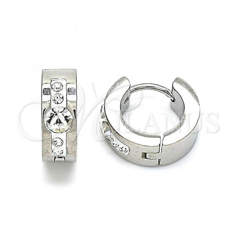 Stainless Steel Huggie Hoop, with White Crystal, Polished, Steel Finish, 02.384.0034.1.12