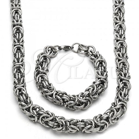 Stainless Steel Necklace and Bracelet, Polished, Steel Finish, 06.289.0011