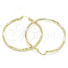 Oro Laminado Large Hoop, Gold Filled Style Diamond Cutting Finish, Tricolor, 02.213.0259.60
