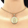 Oro Laminado Religious Pendant, Gold Filled Style Guadalupe Design, Diamond Cutting Finish, Golden Finish, 05.351.0045.1