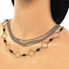 Oro Laminado Fancy Necklace, Gold Filled Style with Black Crystal, Polished, Golden Finish, 04.321.0029.36