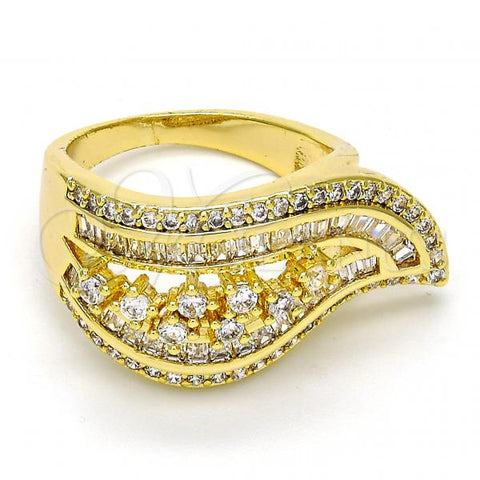 Oro Laminado Multi Stone Ring, Gold Filled Style with White Cubic Zirconia and White Micro Pave, Polished, Golden Finish, 01.99.0063.09 (Size 9)