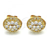 Oro Laminado Stud Earring, Gold Filled Style with White Cubic Zirconia, Polished, Golden Finish, 02.387.0091