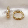 Oro Laminado Huggie Hoop, Gold Filled Style with White Micro Pave, Polished, Golden Finish, 02.210.0850.24