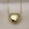 Oro Laminado Pendant Necklace, Gold Filled Style Chunky and Hollow Design, Polished, Golden Finish, 04.341.0121.20