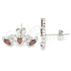 Sterling Silver Stud Earring, with Garnet Cubic Zirconia, Polished, Rhodium Finish, 02.371.0007.3