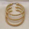 Oro Laminado Trio Bangle, Gold Filled Style and Rope Polished, Golden Finish, 07.170.0012.1