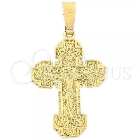 Oro Laminado Religious Pendant, Gold Filled Style Cross Design, Diamond Cutting Finish, Golden Finish, 5.190.011