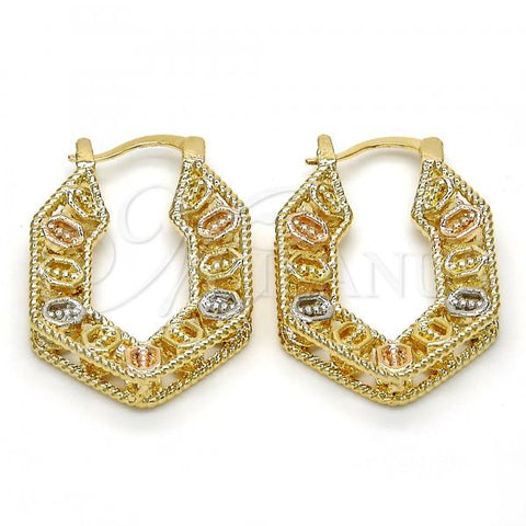 Oro Laminado Small Hoop, Gold Filled Style Polished, Tricolor, 02.102.0027.20
