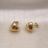 Oro Laminado Stud Earring, Gold Filled Style Chunky Design, Polished, Golden Finish, 02.342.0330