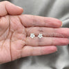 Sterling Silver Stud Earring, Flower Design, White Enamel Finish, Silver Finish, 02.406.0005.03
