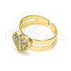Oro Laminado Baby Ring, Gold Filled Style Heart Design, with White Micro Pave, Polished, Golden Finish, 01.233.0014 (One size fits all)