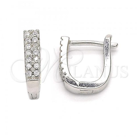 Sterling Silver Huggie Hoop, with White Cubic Zirconia, Polished, Rhodium Finish, 02.186.0110.12
