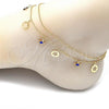 Oro Laminado Charm Anklet , Gold Filled Style Star Design, Blue Enamel Finish, Golden Finish, 03.213.0125.10