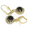 Oro Laminado Dangle Earring, Gold Filled Style with Green and White Crystal, Polished, Golden Finish, 02.122.0113.6