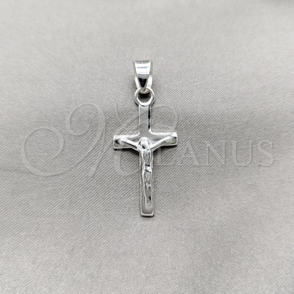 Sterling Silver Religious Pendant, Crucifix Design, Polished, Silver Finish, 05.392.0035