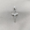 Sterling Silver Religious Pendant, Crucifix Design, Polished, Silver Finish, 05.392.0035