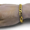 Stainless Steel Basic Bracelet, Figaro Design, Polished, Golden Finish, 03.256.0015.08