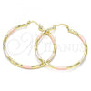 Oro Laminado Large Hoop, Gold Filled Style Diamond Cutting Finish, Tricolor, 02.213.0156.1.50