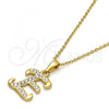 Stainless Steel Pendant Necklace, Initials and Rolo Design, with White Crystal, Polished, Golden Finish, 04.238.0004.18