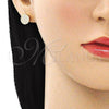 Oro Laminado Stud Earring, Gold Filled Style with White Micro Pave, Polished, Golden Finish, 02.344.0125