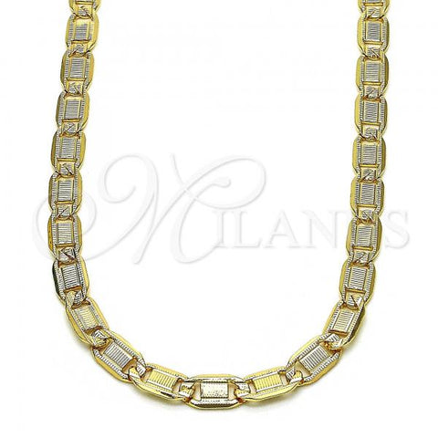 Oro Laminado Basic Necklace, Gold Filled Style Mariner Design, Diamond Cutting Finish, Golden Finish, 04.319.0009.1.24