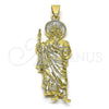 Oro Laminado Religious Pendant, Gold Filled Style San Judas Design, Polished, Golden Finish, 05.213.0143