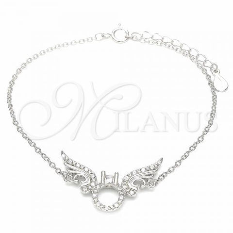 Sterling Silver Fancy Bracelet, with White Cubic Zirconia, Polished, Rhodium Finish, 03.336.0088.07