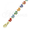 Oro Laminado Fancy Anklet, Gold Filled Style Butterfly Design, Multicolor Enamel Finish, Golden Finish, 03.386.0010.10
