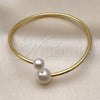 Oro Laminado Individual Bangle, Gold Filled Style Ball Design, with Ivory Pearl, Polished, Golden Finish, 07.341.0069