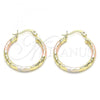 Oro Laminado Small Hoop, Gold Filled Style Diamond Cutting Finish, Tricolor, 02.213.0252.1.25