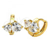 Oro Laminado Huggie Hoop, Gold Filled Style Heart Design, with White Cubic Zirconia, Polished, Golden Finish, 5.132.009