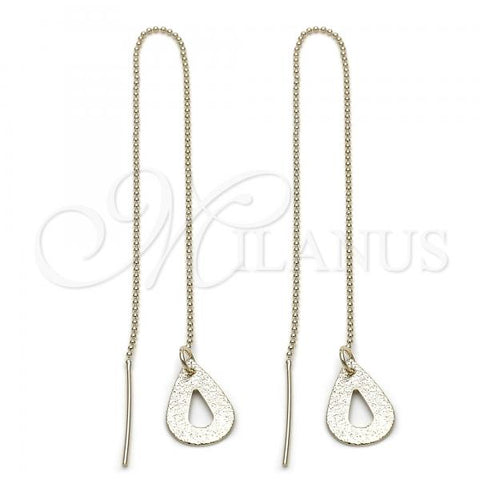 Oro Laminado Threader Earring, Gold Filled Style Teardrop Design, Golden Finish, 5.117.012