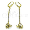 Oro Laminado Long Earring, Gold Filled Style Elephant Design, with Cubic Zirconia, Golden Finish, 5.068.010
