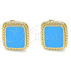 Oro Laminado Stud Earring, Gold Filled Style Turquoise Enamel Finish, Golden Finish, 02.213.0193.3