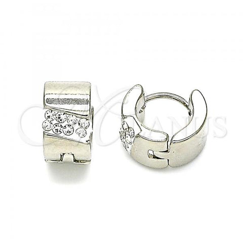 Stainless Steel Huggie Hoop, with White Crystal, Polished, Steel Finish, 02.230.0045.10