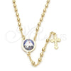 Oro Laminado Thin Rosary, Gold Filled Style Caridad del Cobre and Cross Design, Polished, Golden Finish, 09.02.0018.18