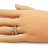 Oro Laminado Elegant Ring, Gold Filled Style with White Micro Pave, Polished, Golden Finish, 01.266.0053