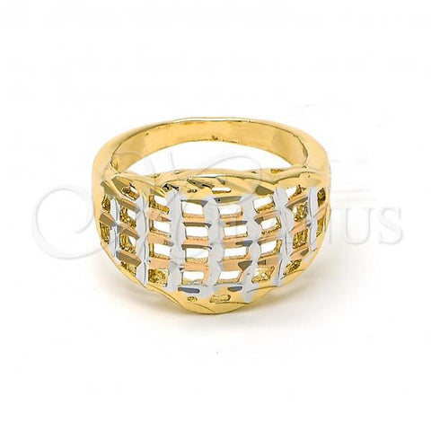 Oro Laminado Elegant Ring, Gold Filled Style Filigree Design, Tricolor, 5.173.020.08 (Size 8)