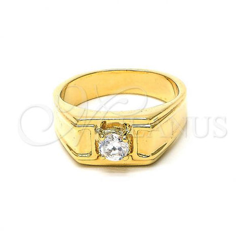 Oro Laminado Mens Ring, Gold Filled Style with White Cubic Zirconia, Polished, Golden Finish, 5.178.027.07 (Size 7)