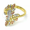 Oro Laminado Elegant Ring, Gold Filled Style San Benito Design, Polished, Tricolor, 01.253.0021.09 (Size 9)