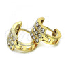 Oro Laminado Huggie Hoop, Gold Filled Style with White Crystal, Polished, Golden Finish, 02.94.0102.12
