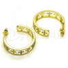 Oro Laminado Medium Hoop, Gold Filled Style Cross Design, with Multicolor Micro Pave, Polished, Golden Finish, 02.210.0791.1.30